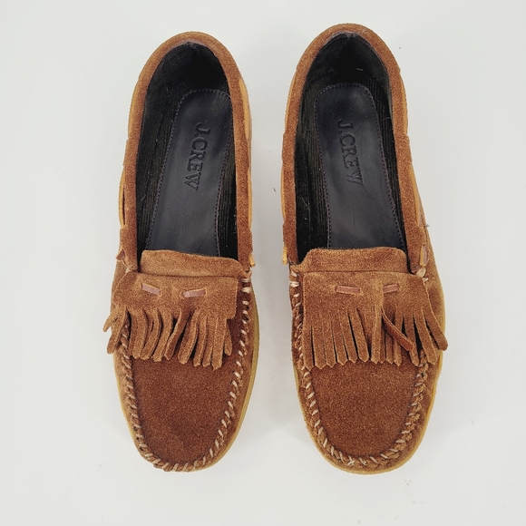 Jcrew Kiltie Suede Slippers Brown VIBRAM Soles *Excellent Condition* - Picture 2 of 8
